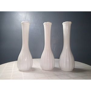 Milk glass tall bud vases (set of 3)